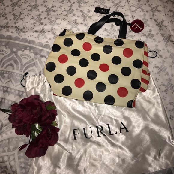 Striped&Polka Dot leather handbag - Picture 2 of 5